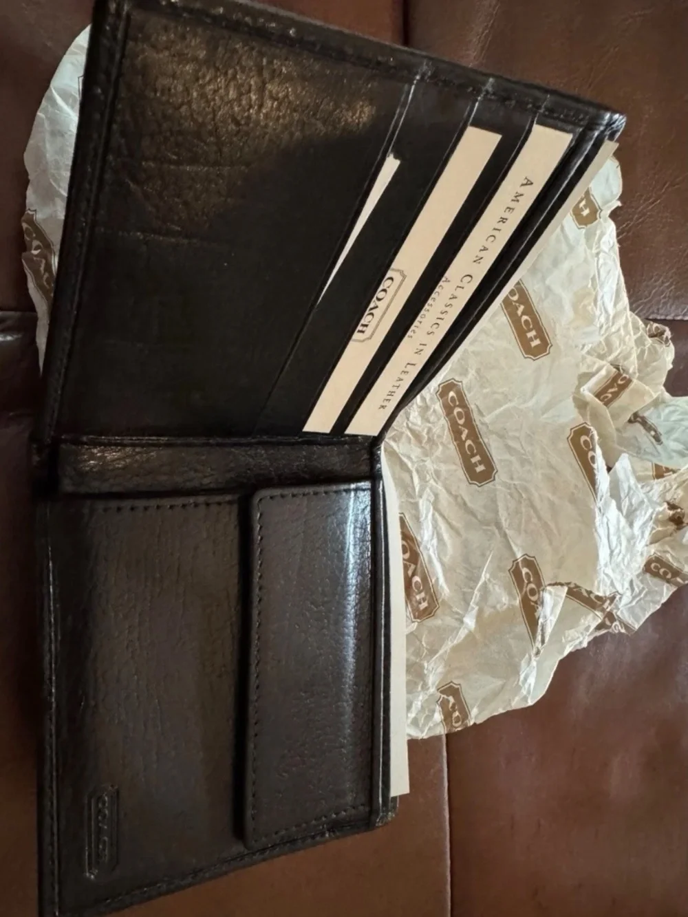 NIB Vintage Coach 5615 Black Calfskin Coin Case Wallet Deadstock Fall 1997 USA